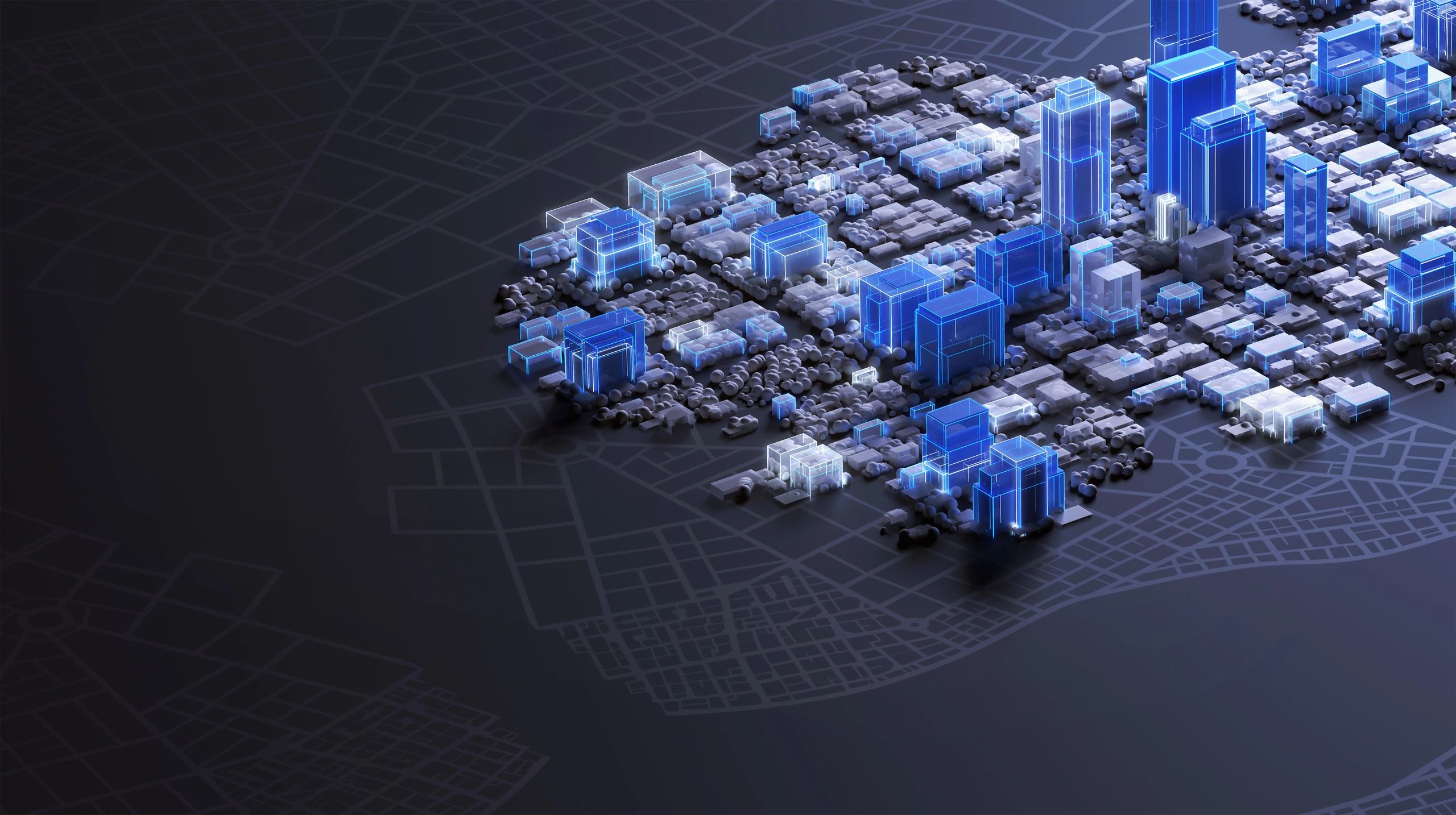 Abstract enterprise city grid representing connected infrastructure