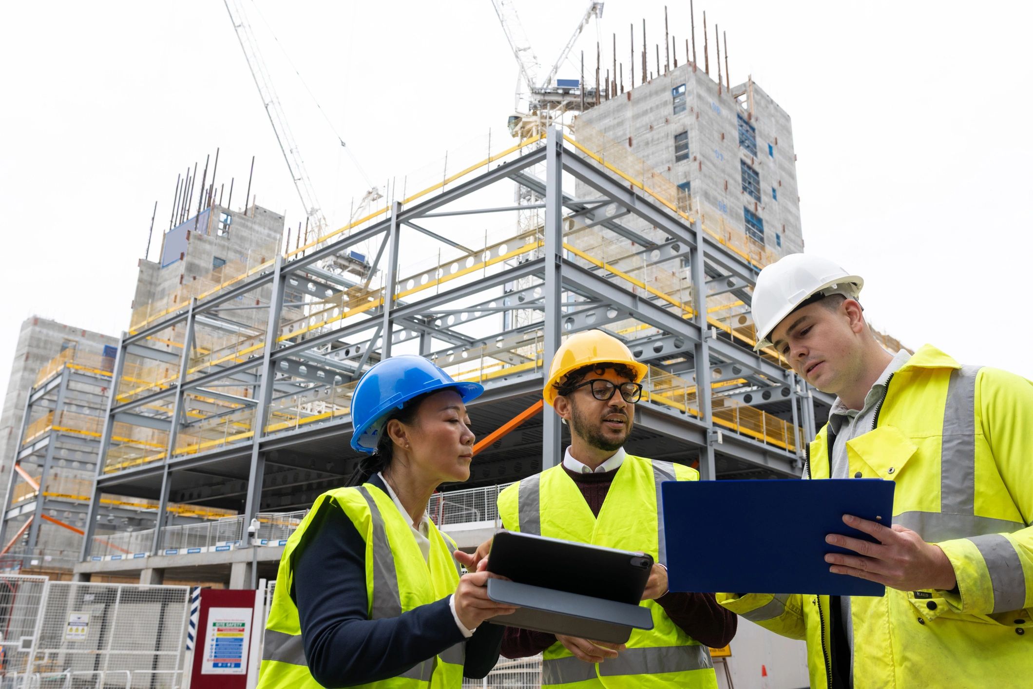 Professionals reviewing plans together